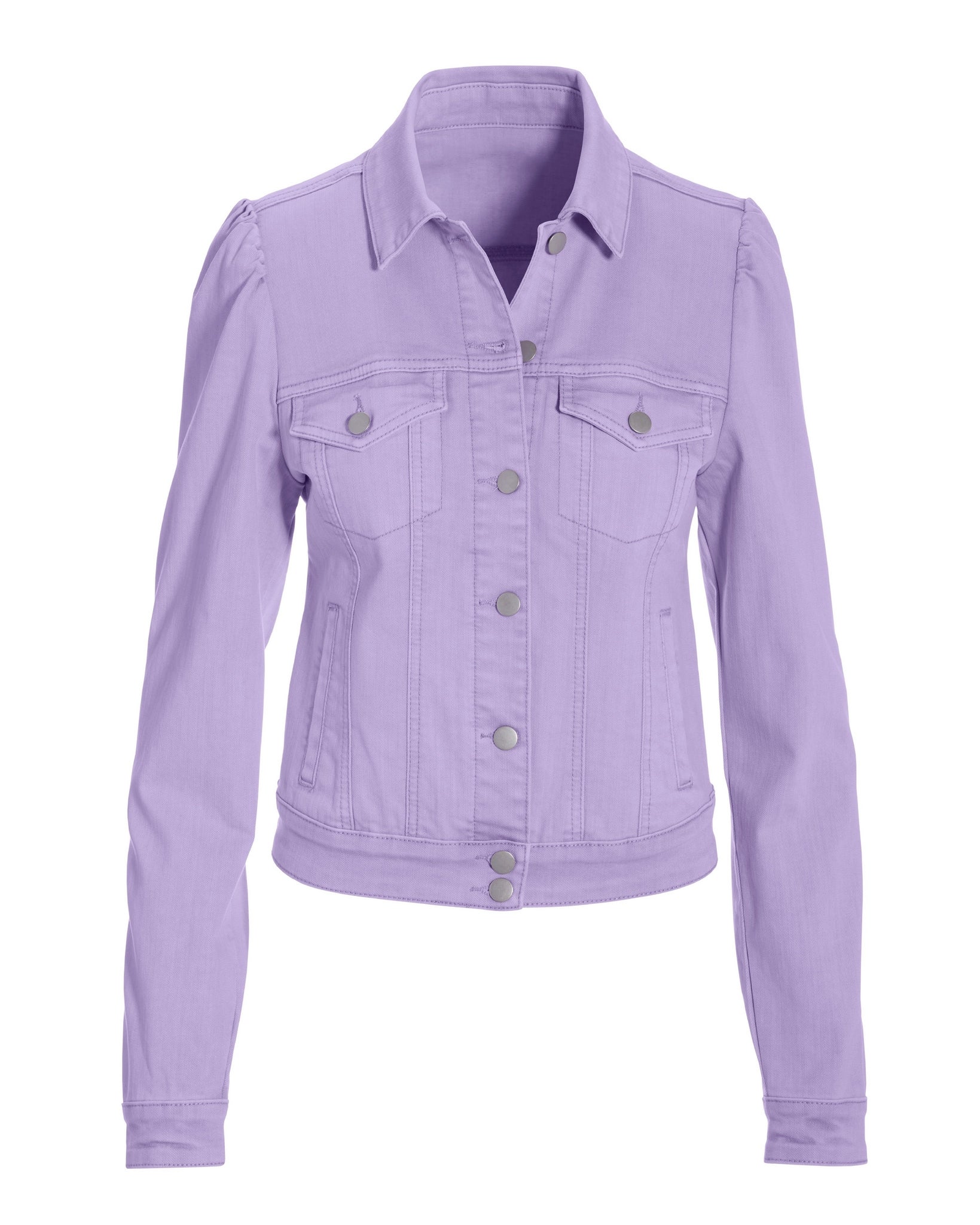 Denim Puff-Sleeve Jacket Lavender - Mycitystee