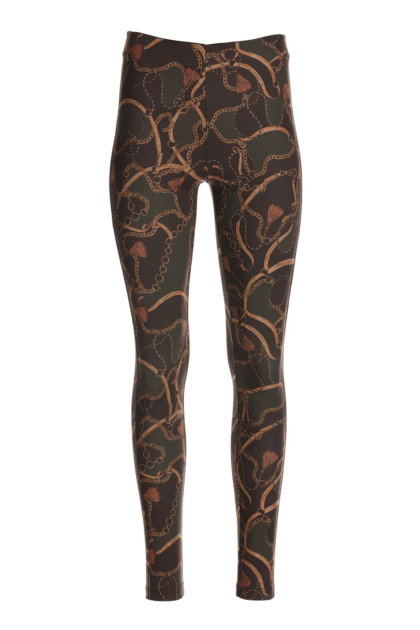 Status Print Ponte Knit Pull On Legging Green Multi - Mycitystee