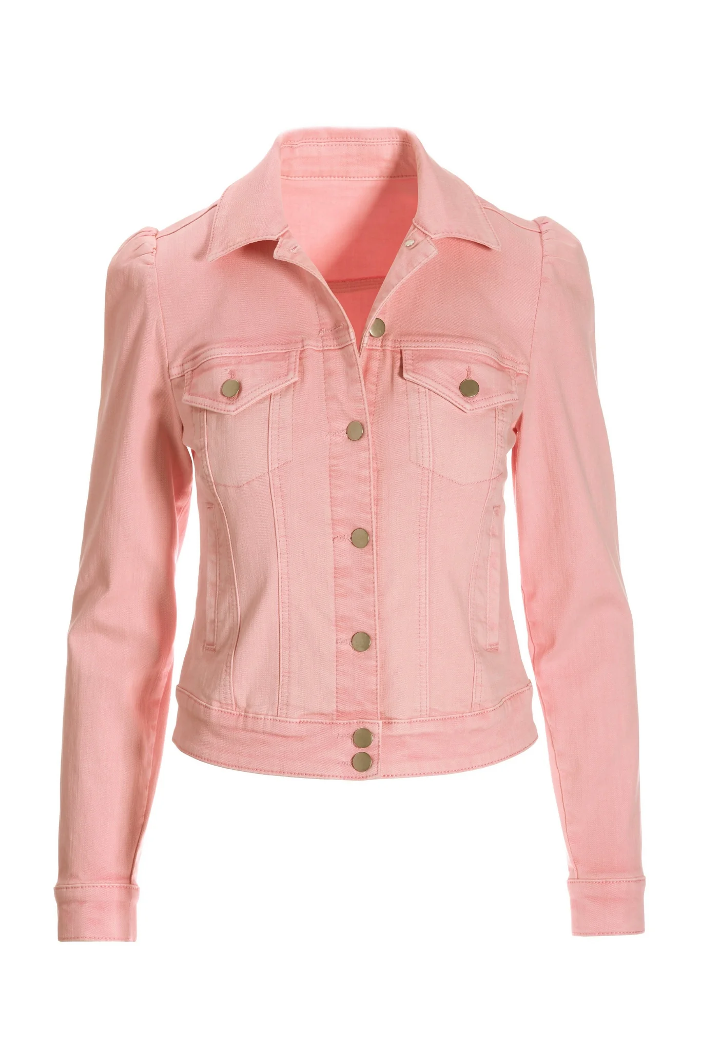 Denim Puff-Sleeve Jacket Pink - Mycitystee