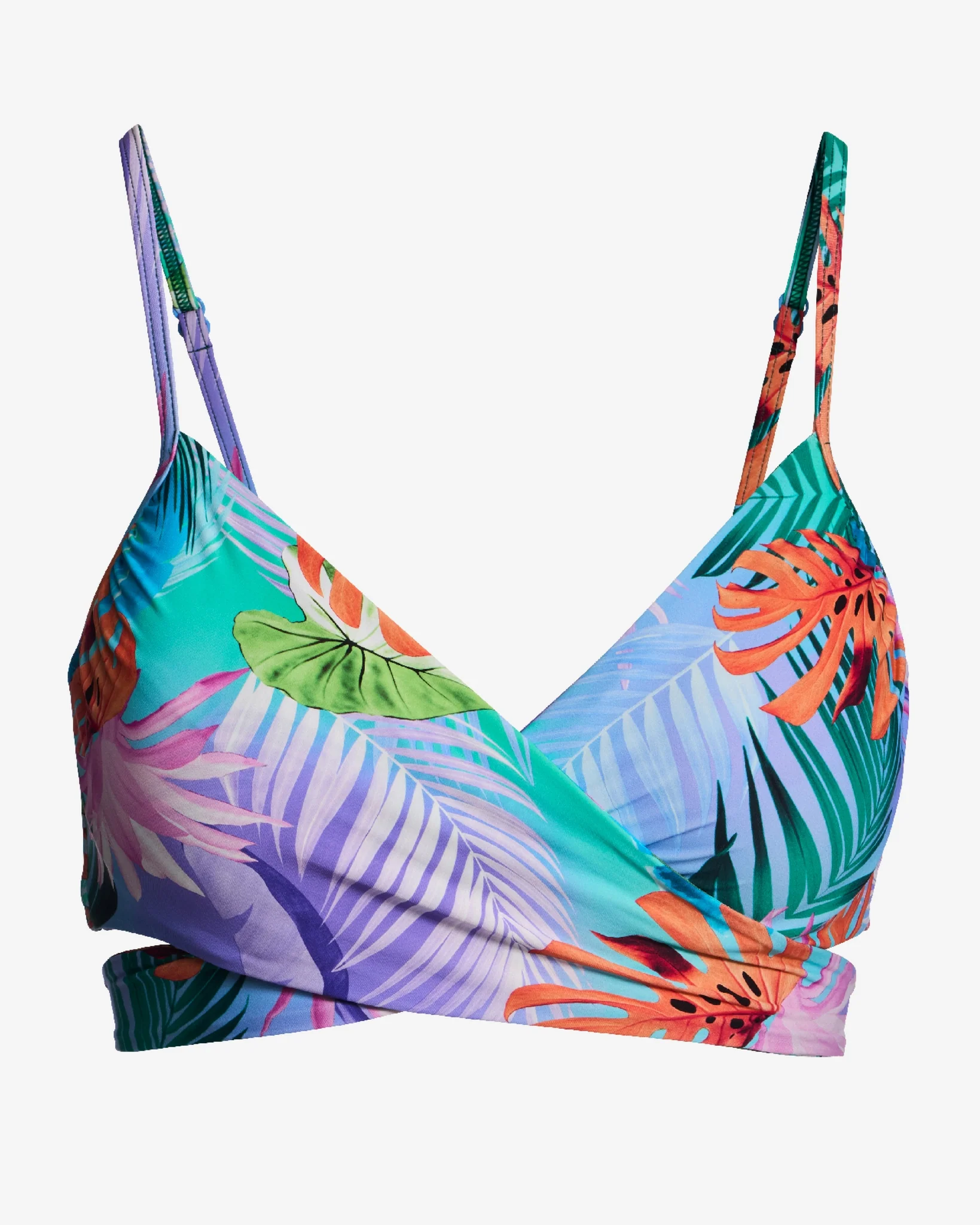 Swim Sense Print Underwire Wrap Bikini Top Blue Multi - Mycitystee