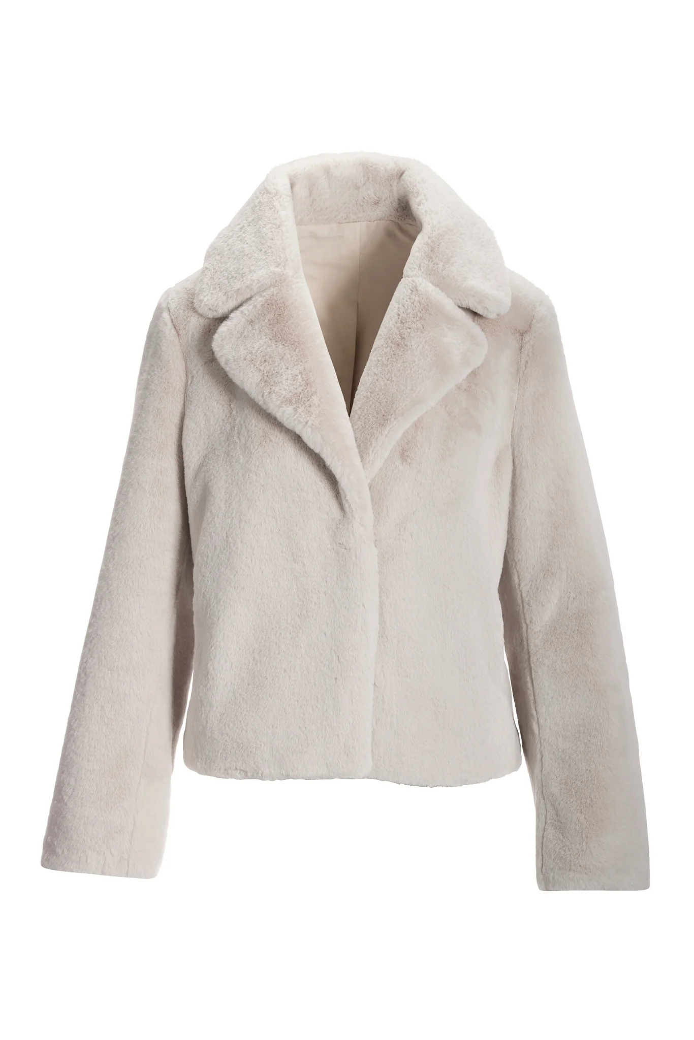 Fringe Faux-Fur Chubby Jacket Sea Salt - Mycitystee