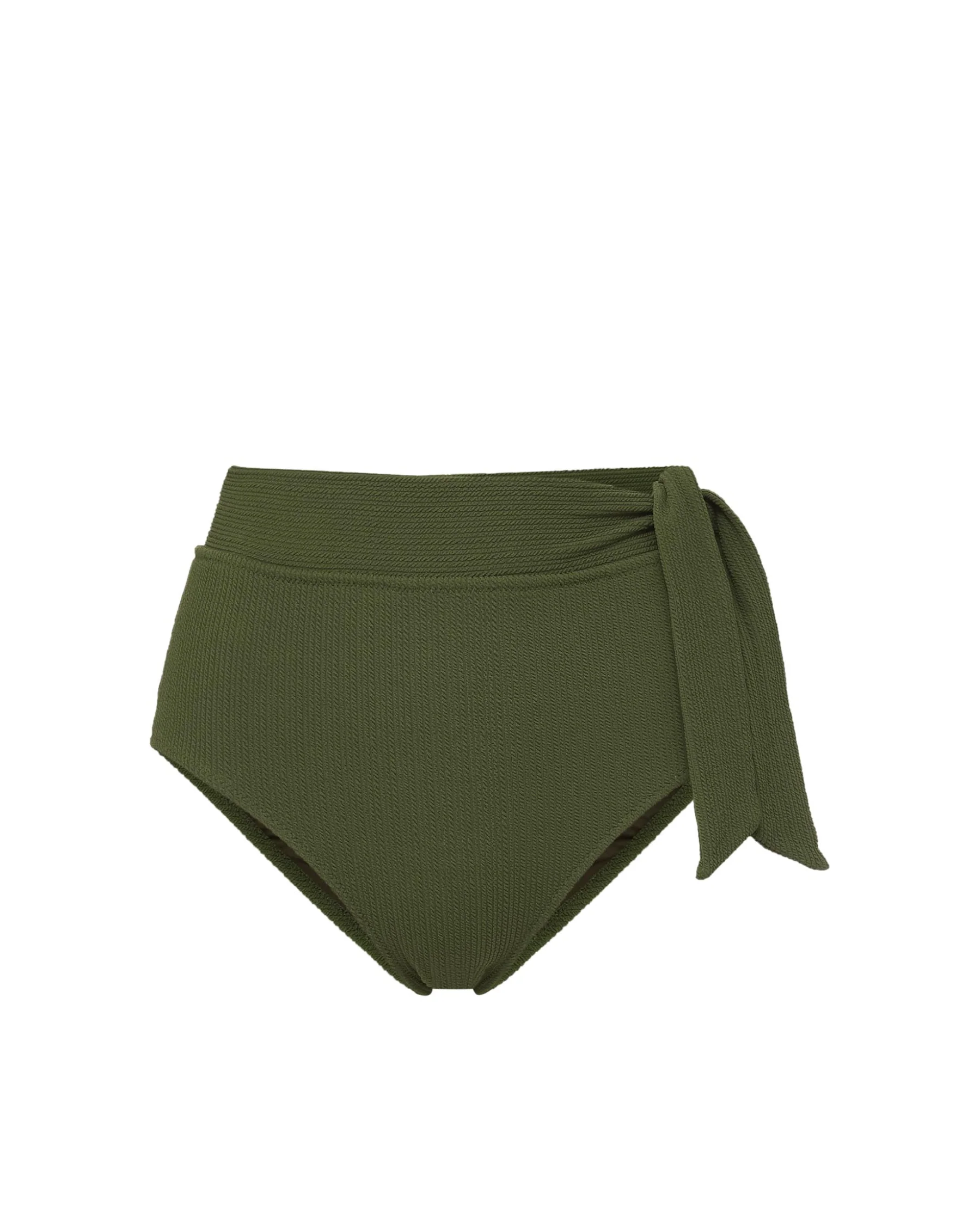 Side Tie High Waist Bottom Olive Texture - Mycitystee