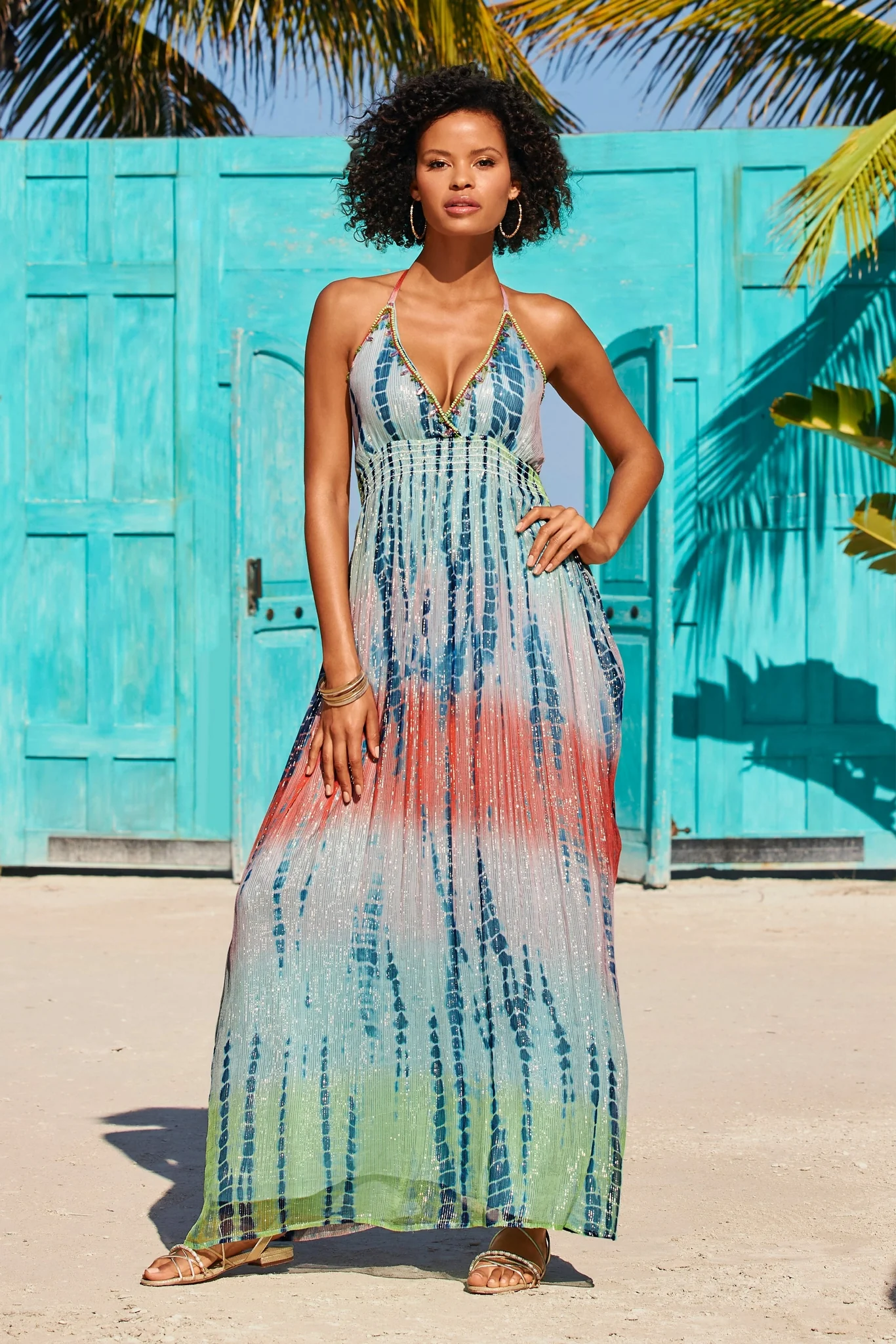 Tie Dye Print Embellished Maxi Multi - Mycitystee