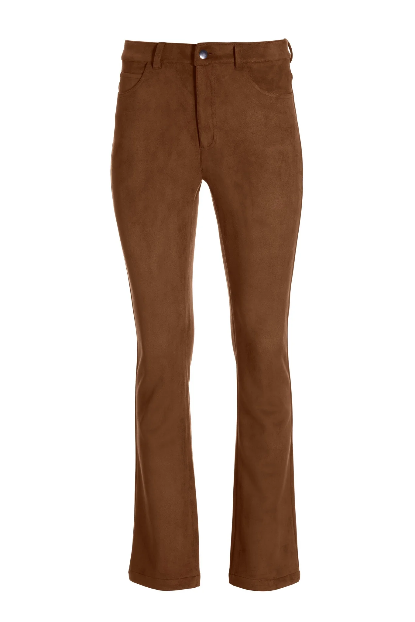 Faux Suede Five Pocket Mini Bootcut Pant Brown - Mycitystee