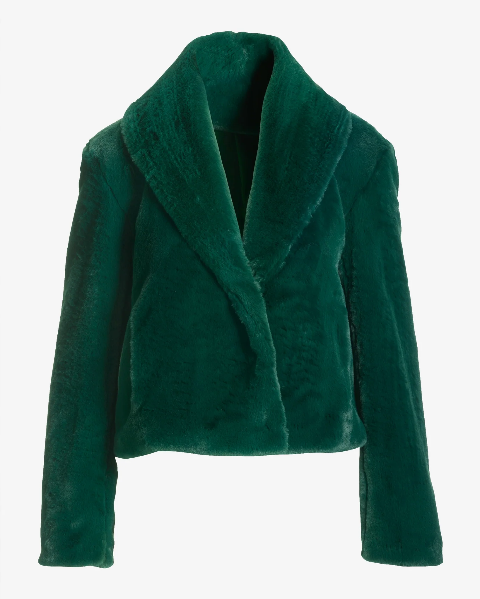 Shawl Collar Versatile Faux Fur Chubby Deep Emerald - Mycitystee