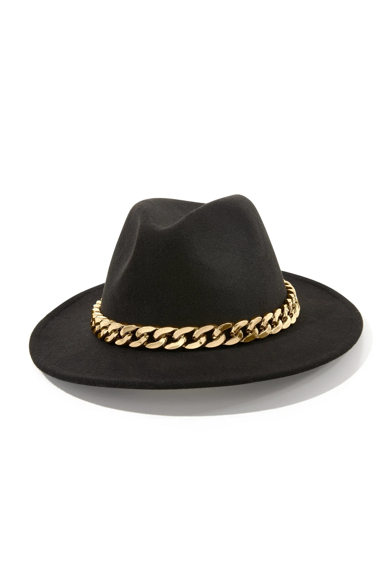 Chain Wide Brim Hat Black/Gold - Mycitystee