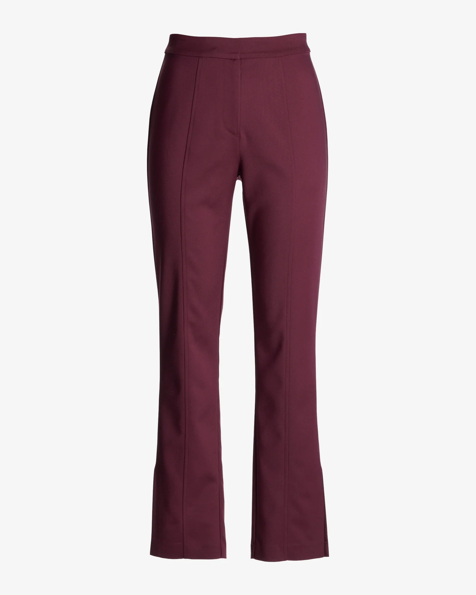 Newport Modern Slim Straight Side Slit Trouser Pant Black Cherry - Mycitystee