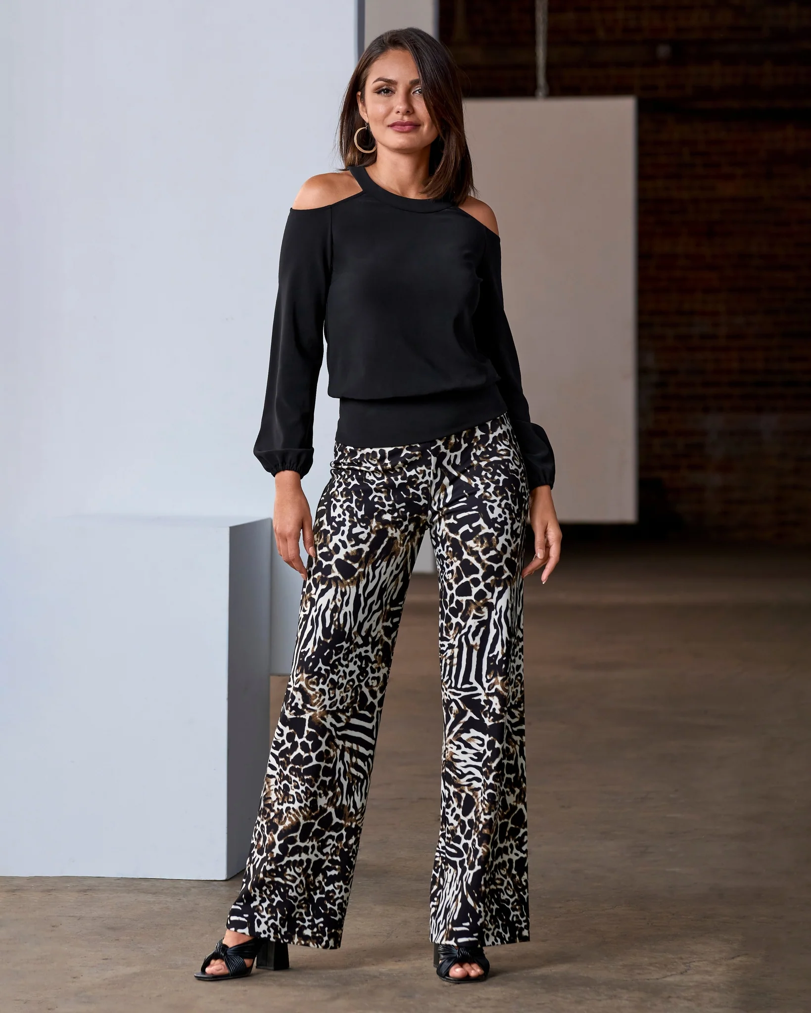 Beyond Travel Jungle Mix Print Palazzo Pant Black Multi - Mycitystee