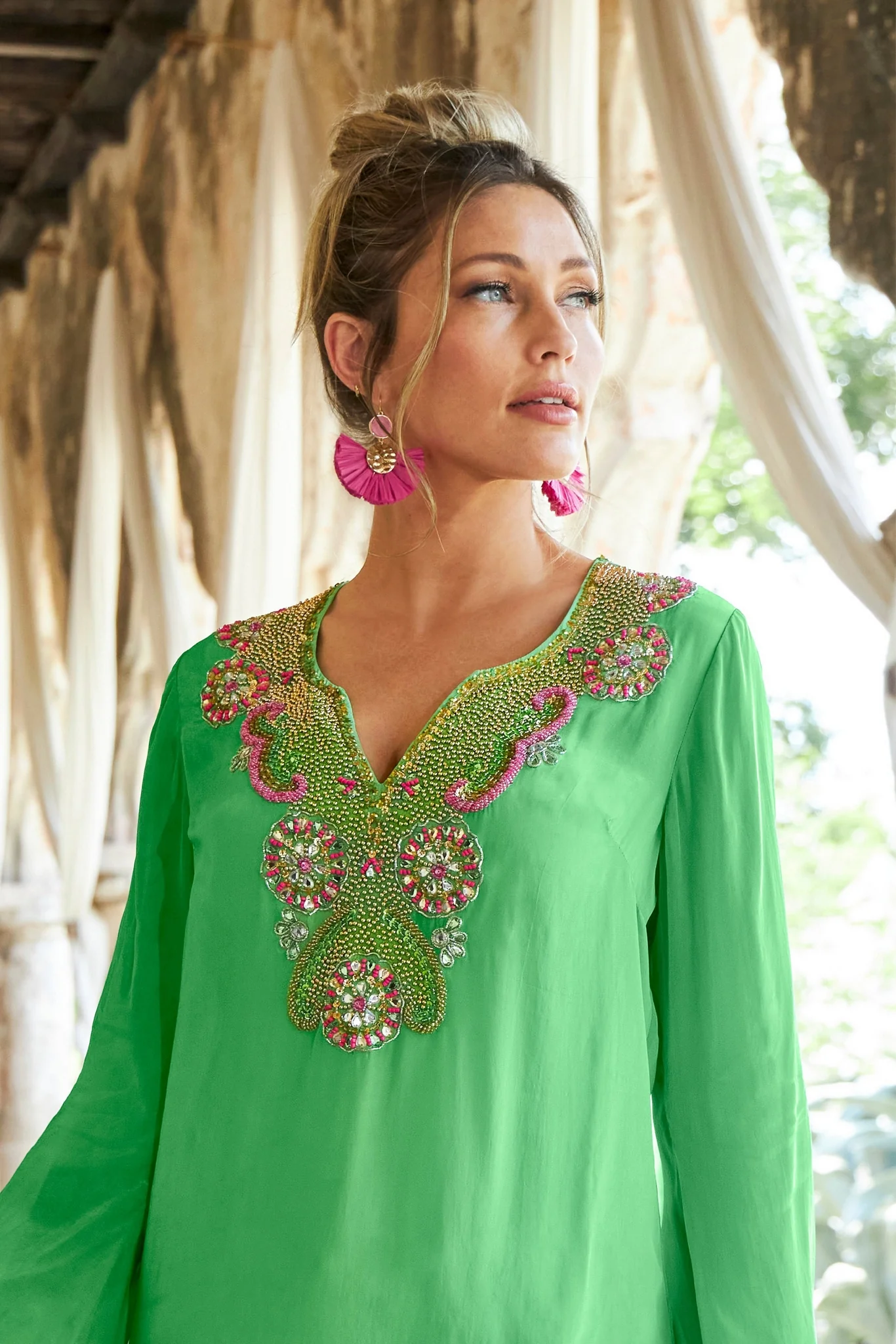 Raffia Statement Earrings Pink - Mycitystee