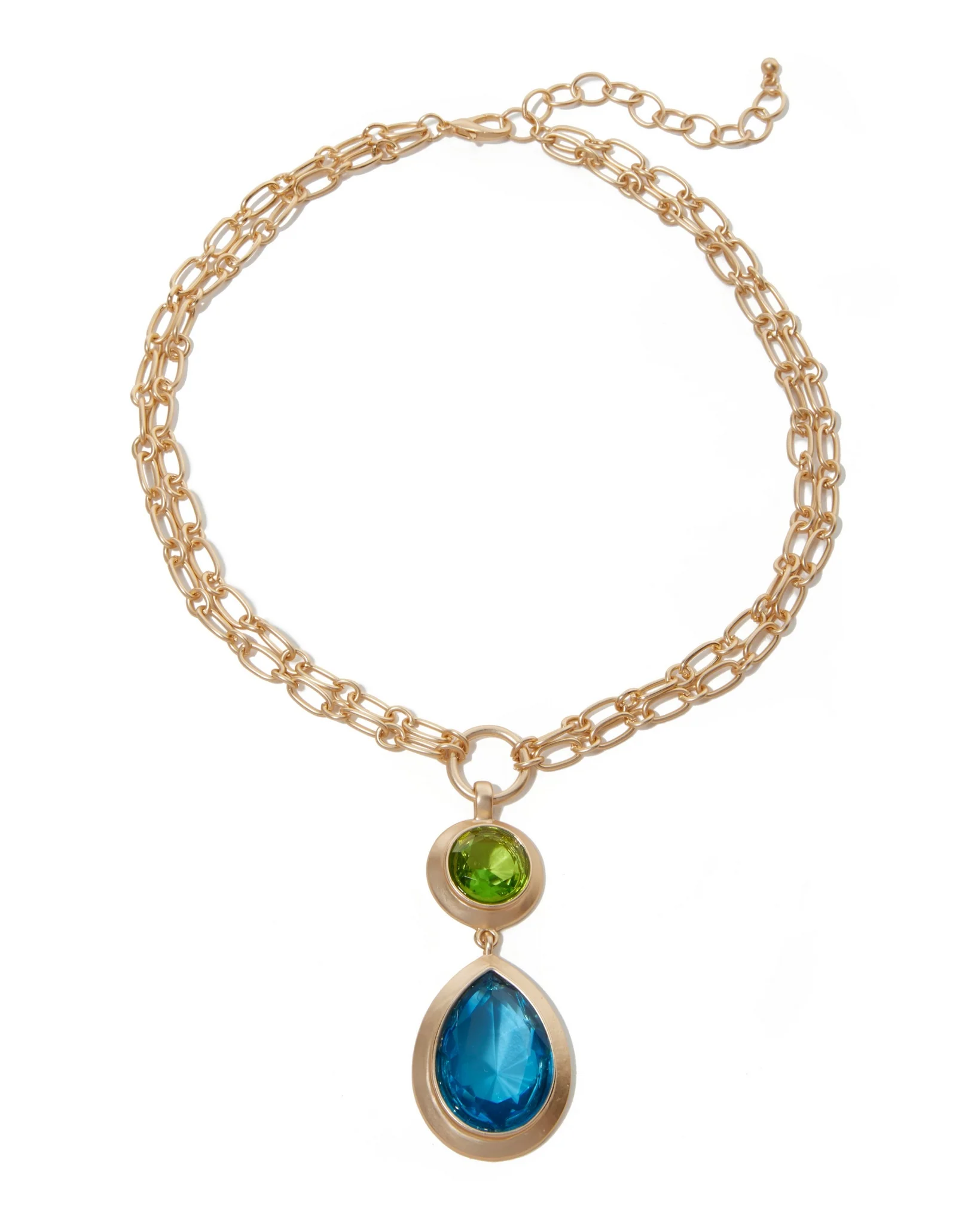 Chain and Gem Teardrop Necklace Blue Multi - Mycitystee