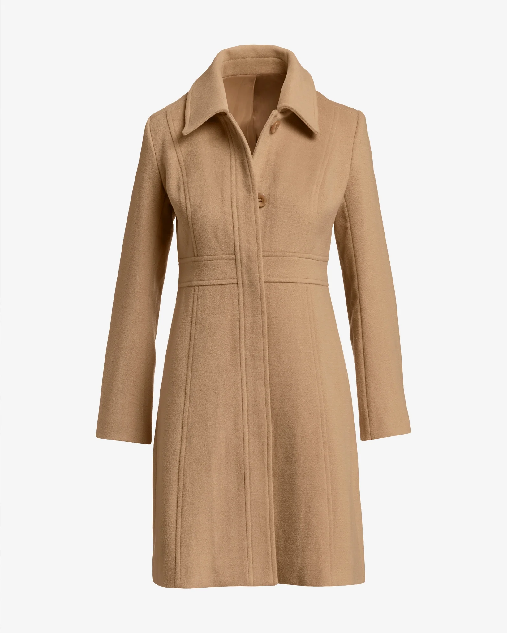 Luxe Collared Waist Shape Topcoat Suntan - Mycitystee