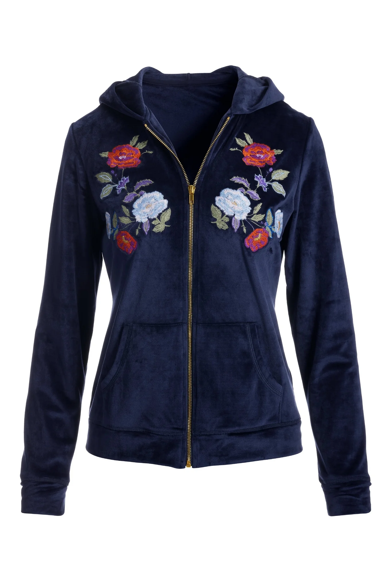 Embroidered Velour Jacket Navy Multi - Mycitystee