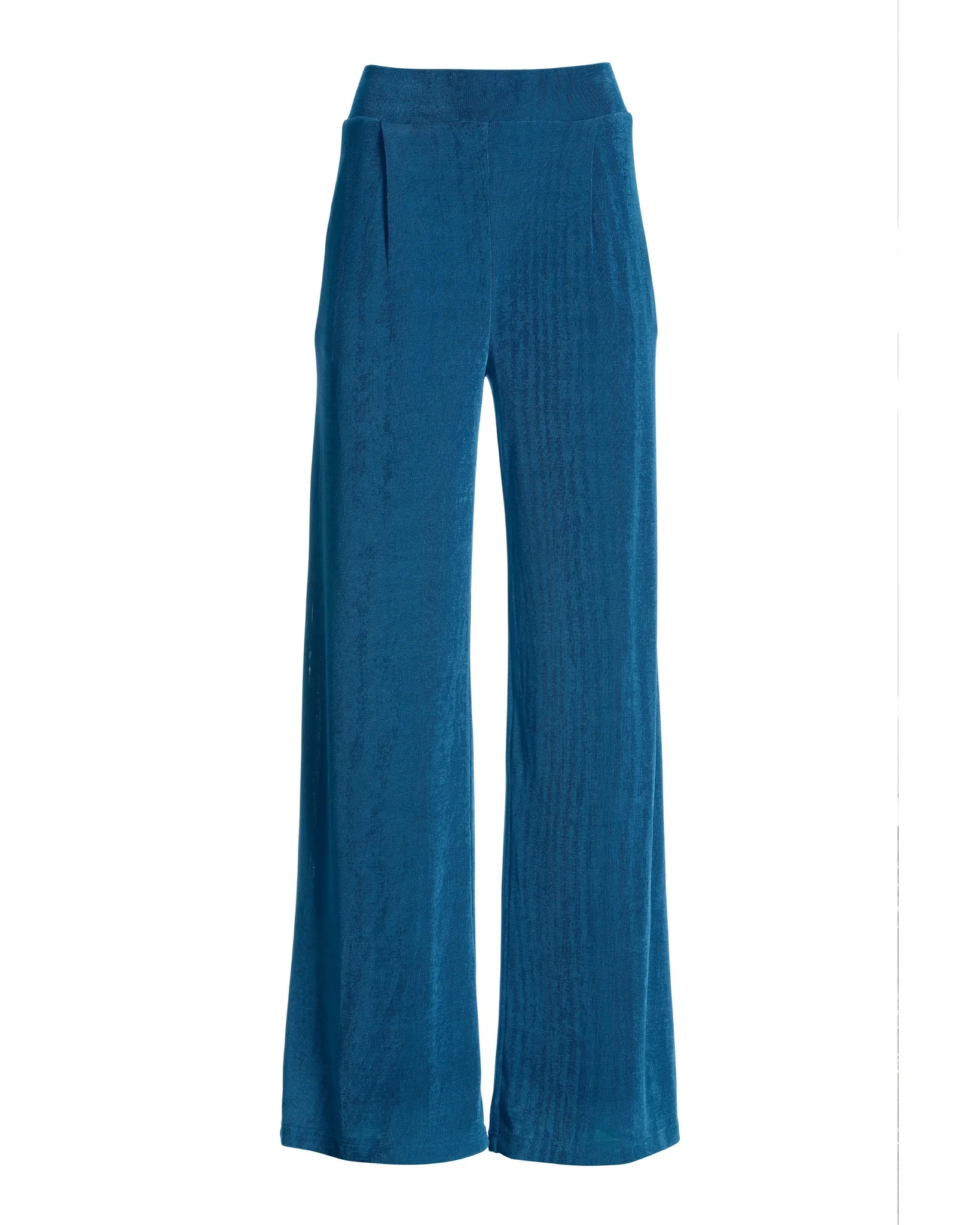 Malibu Slinky Knit Pleated Wide Leg Pant Blue - Mycitystee