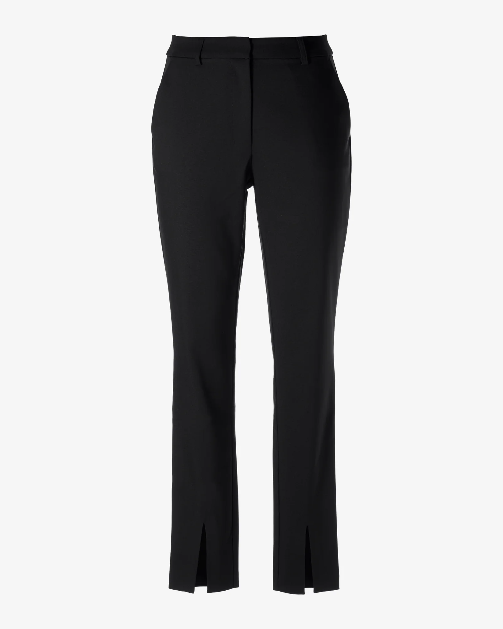 Newport Modern Slim Straight Leg Slit Front Trouser Pant Black - Mycitystee