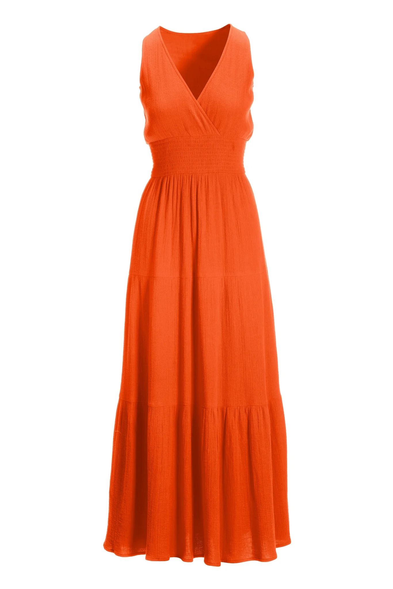 V Neck Smocked Maxi Dress Red - Mycitystee
